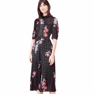 Rebecca Taylor Noha Dress Black Floral Midi Size 6